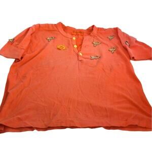 Vintage Elaine Post Orange Nautical Applique T Shirt Size Medium READ